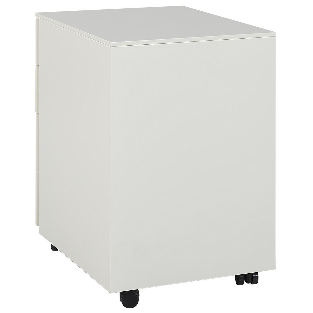 AKTENSCHRANK Metall cremeweiß 3 Schubladen mit Rollen Cami - Weiß, Metall (39/60/50cm) - Beliani