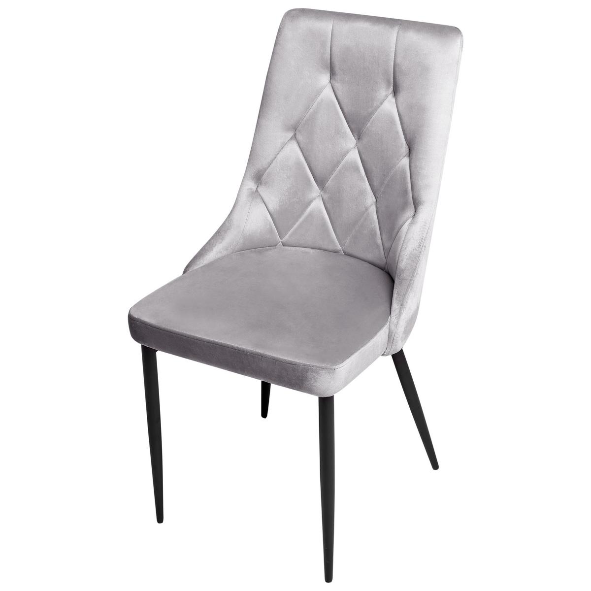 ESSZIMMERSTUHL 2er-Set Samtstoff Hellgrau Avenir - Hellgrau, Textil (49/96/61cm) - Beliani