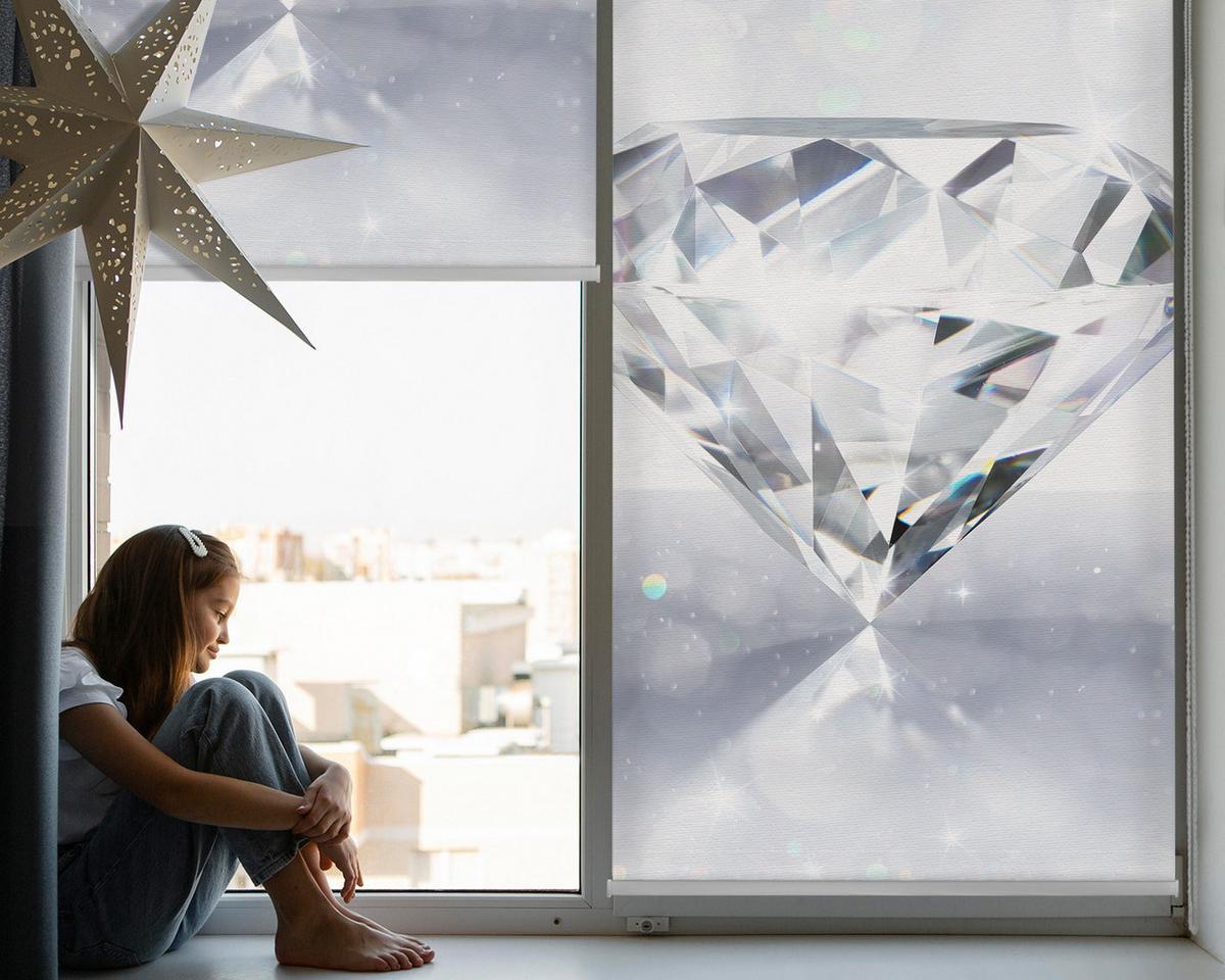 INNENROLLO - Fensterrollo - Rollo - 90x180 cm - Diamanten - Weiß, Kunststoff (90/180/0.5cm) - TULUP