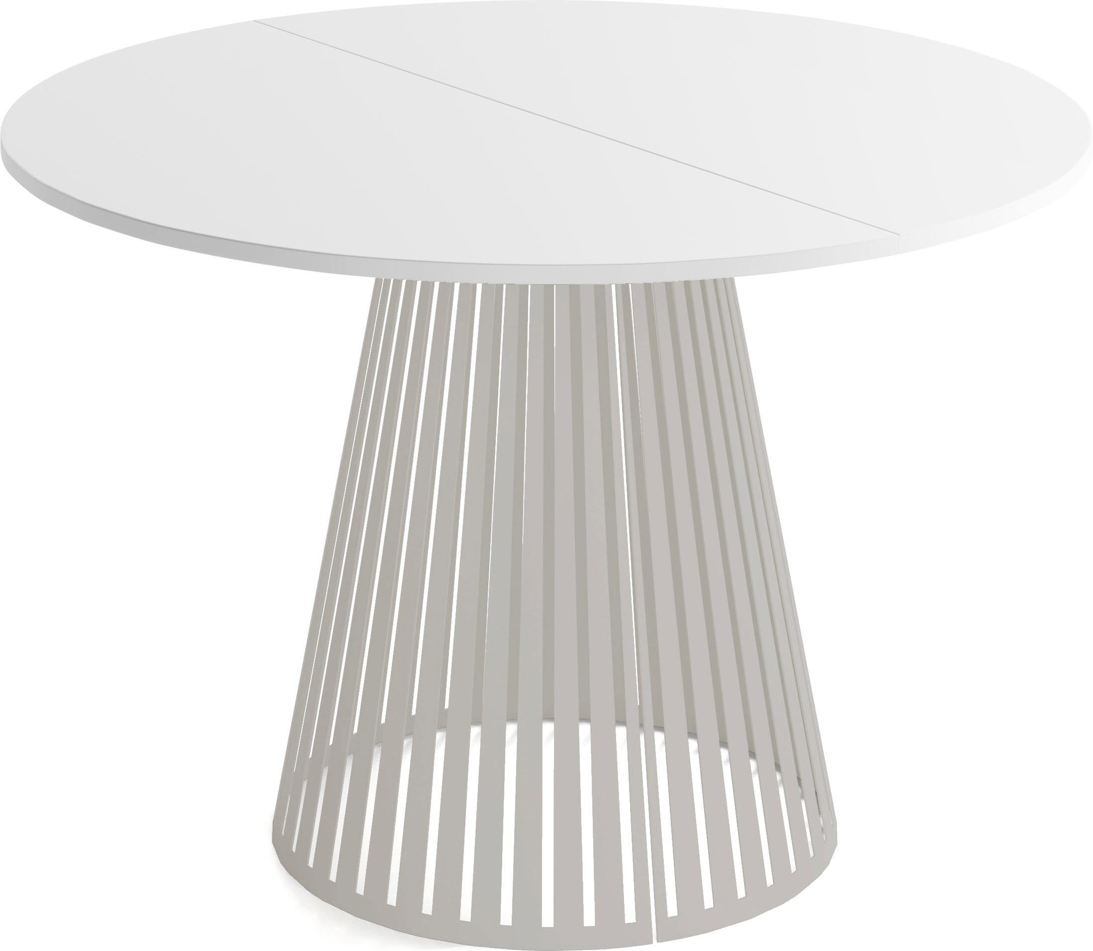 ESSTISCH Naro rund ausziehbar mit Lamellen-Metallgestell in Grau-Beige, Weiß 100-180/100/76 cm - Kaschmir/Beige, Holzwerkstoff/Metall (100/176/76cm) - WFL GROUP