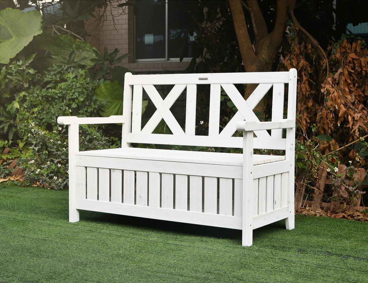 GARTENBANK Chesty2 - Weiß, Holz (115/85/58cm) - needs&wants