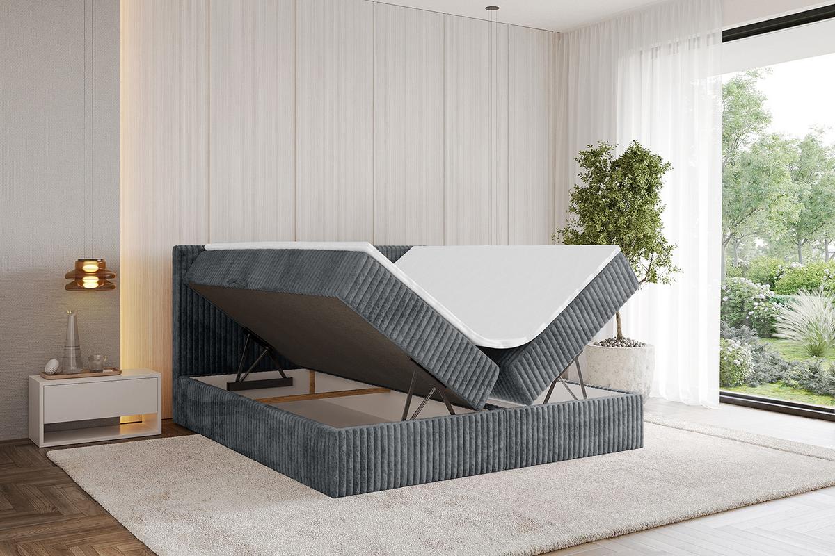 BOXBETT mit Matratze H3 und Lattenrost - TOLO - 180x200 Cord - Dunkelgrau - Dunkelgrau, Holzwerkstoff/Kunststoff (180/200cm) - ALTDECOR