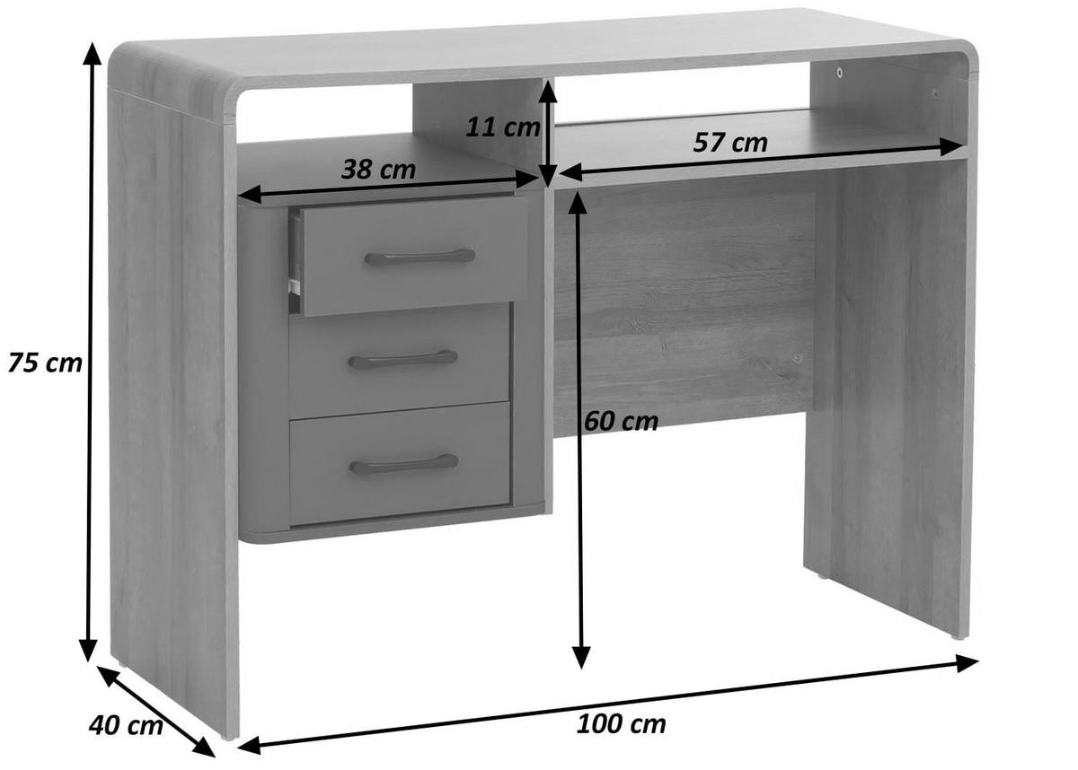 SCHREIBTISCH Weiß, Braun - Weiß/Braun, Holz (40/100/75cm) - MCW