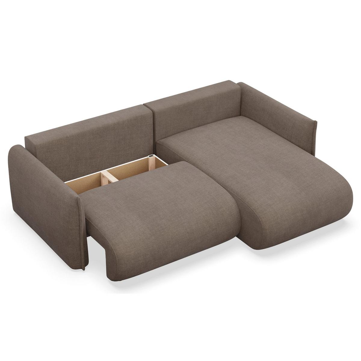 ECKSOFA Cushi Hellbraun-Chenille - Hellbraun/Schwarz, Kunststoff/Textil (183/252cm) - Selsey