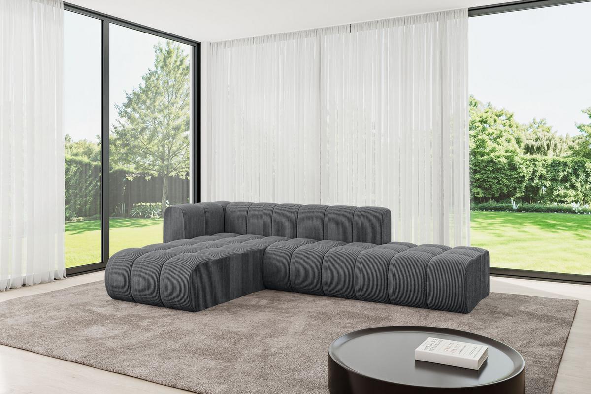 ECKSOFA modulares Sofa Zuvon-L1 - 296x177x70 cm Dunkelgrau - Dunkelgrau, Holzwerkstoff/Textil (296/177cm) - ALTDECOR