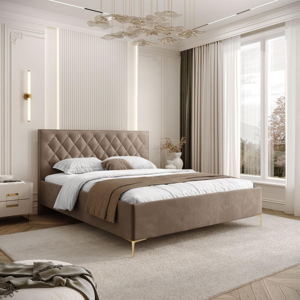 POLSTERBETT INEZ mit Bettkasten 180x200 cm Royal Velvet 176 - Beige, Textil - Lookway