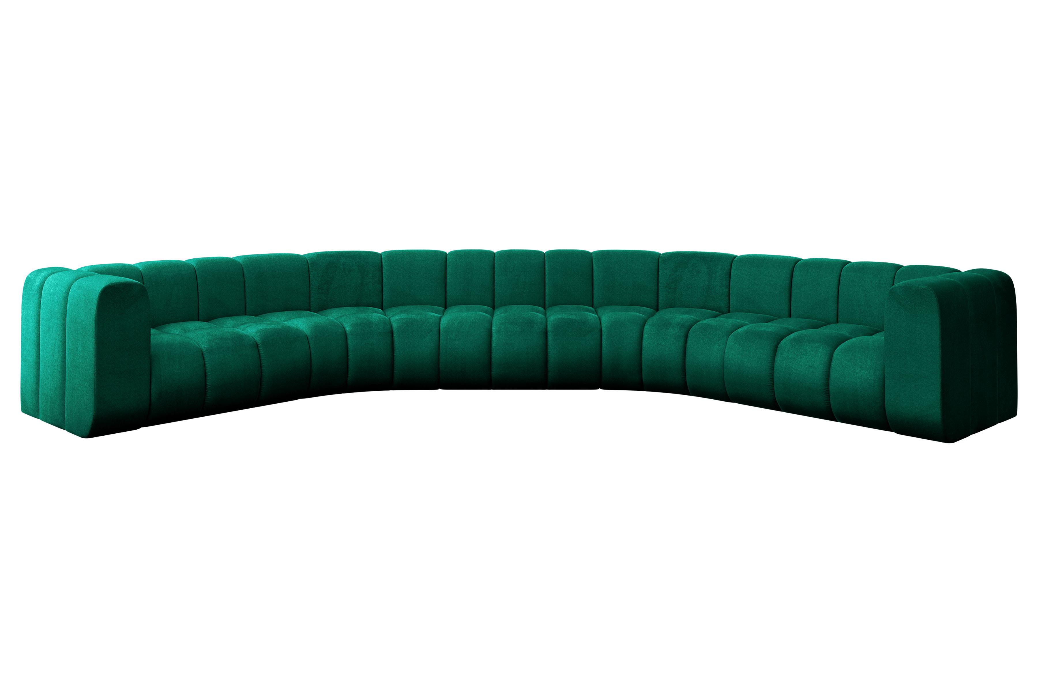 WOHNLANDSCHAFT modulares Sofa Lazro-U1 - 373x373x70 cm Grün - Dunkelgrün, Holzwerkstoff/Textil (373/70/373cm) - ALTDECOR