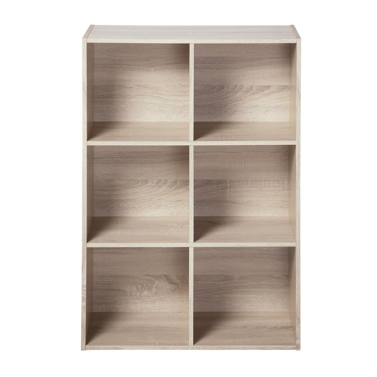 REGAL mit 6 Fächern - H91,5 x L61,5 cm - Eschefarben, Holzwerkstoff (29.5/91.5/31cm) - Calicosy