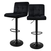 BARHOCKER 2er Set Schwarz aus Samt höhenverstellbar/drehbar - Schwarz, Textil/Metall (50/112/45cm) - ML-DESIGN