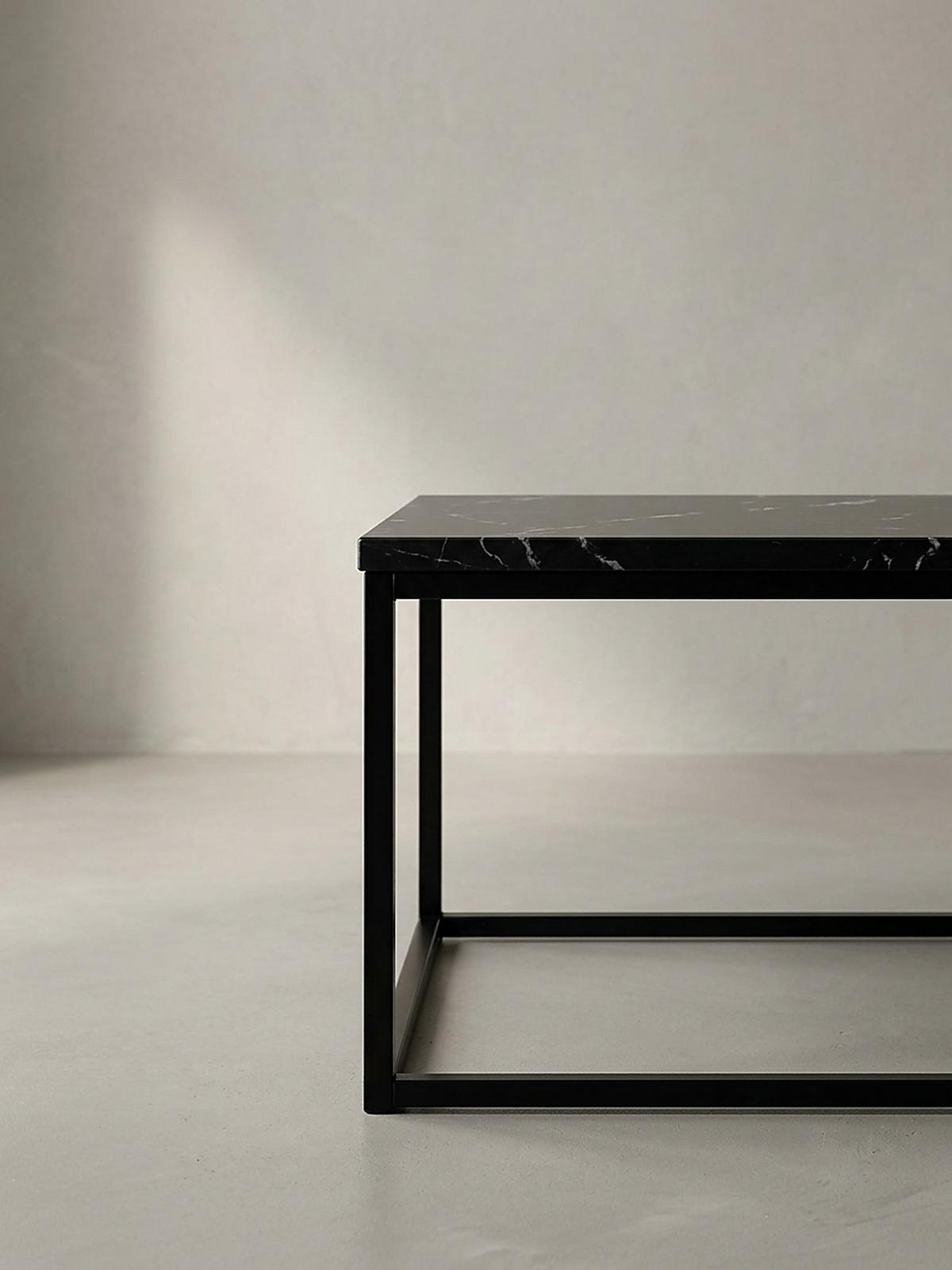 COUCHTISCH mit Marmor-Optik, Metallbeine, rechteckig, Serie MARBRIX, Schwarz 100x60x40 cm - Schwarz, Holz/Metall (60/100/40cm) - KADIMA DESIGN