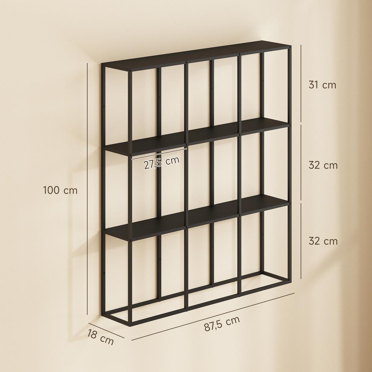 WANDREGAL 88/18/100 cm Metall Schwarz - Schwarz, Metall (18/100/87.5cm) - HOMCOM