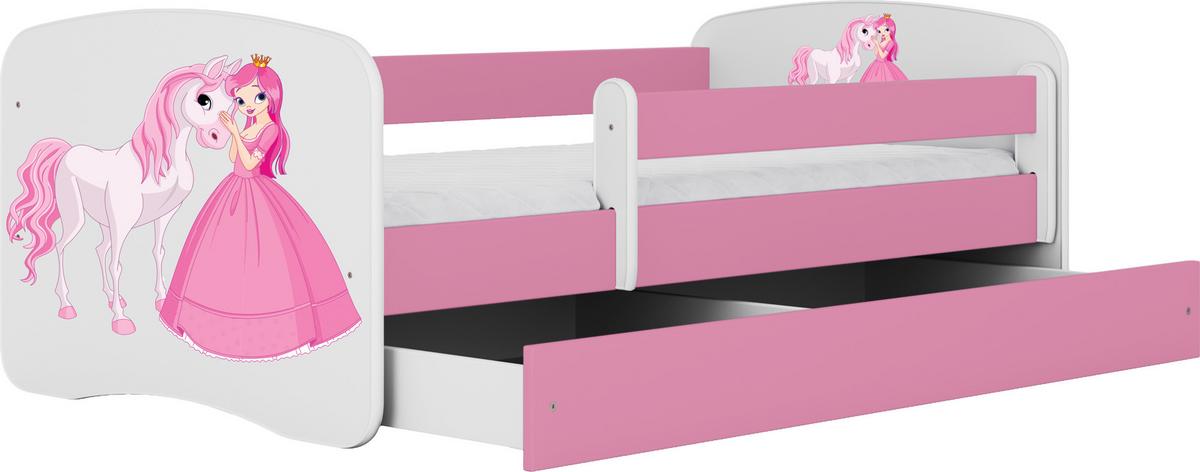 KINDERBETT Emily mit Schublade und Matratze, Rosa 70x140 cm - Rosa, Holzwerkstoff (140/70cm) - WFL GROUP