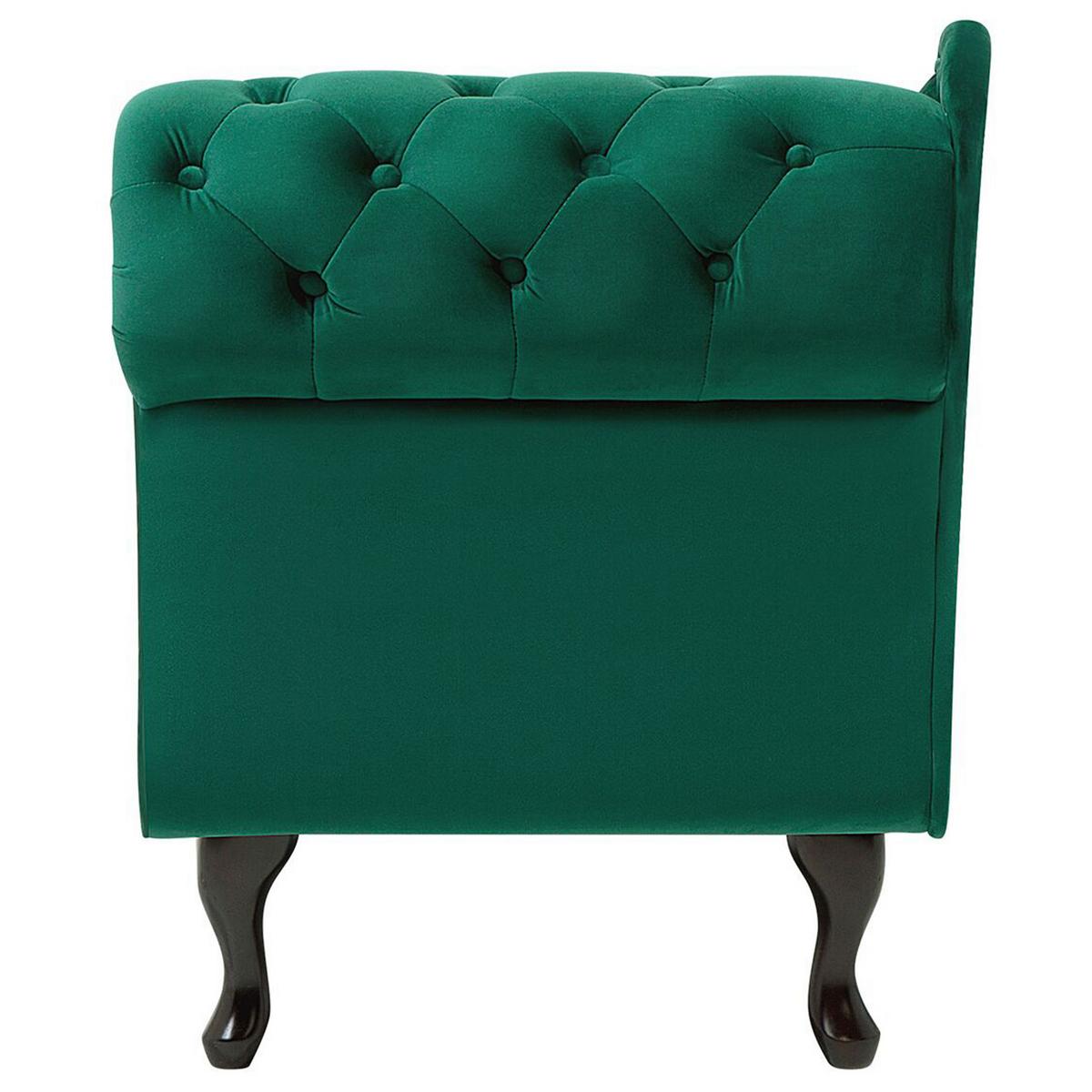 CHAISELONGUE Samtstoff grün rechtsseitig Nimes - Dunkelbraun/Grün, Textil (170/79/61cm) - Beliani