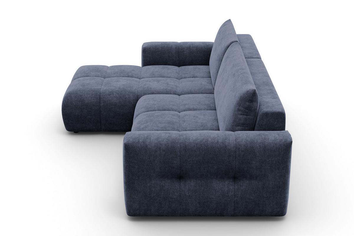 ECKSOFA VERONA 4-Sitzer links, Marineblau - Blau/Schwarz, Holz/Textil (266/173cm) - Courtois Laville