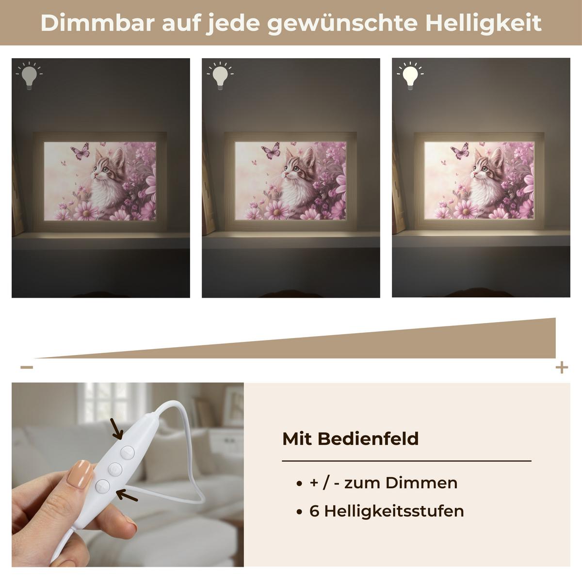 WANDLEUCHTE Kätzchen - Blumen - Schmetterlinge - Lila 20x15 cm - Altrosa, Holzwerkstoff (20/15/8cm) - OnlyWow