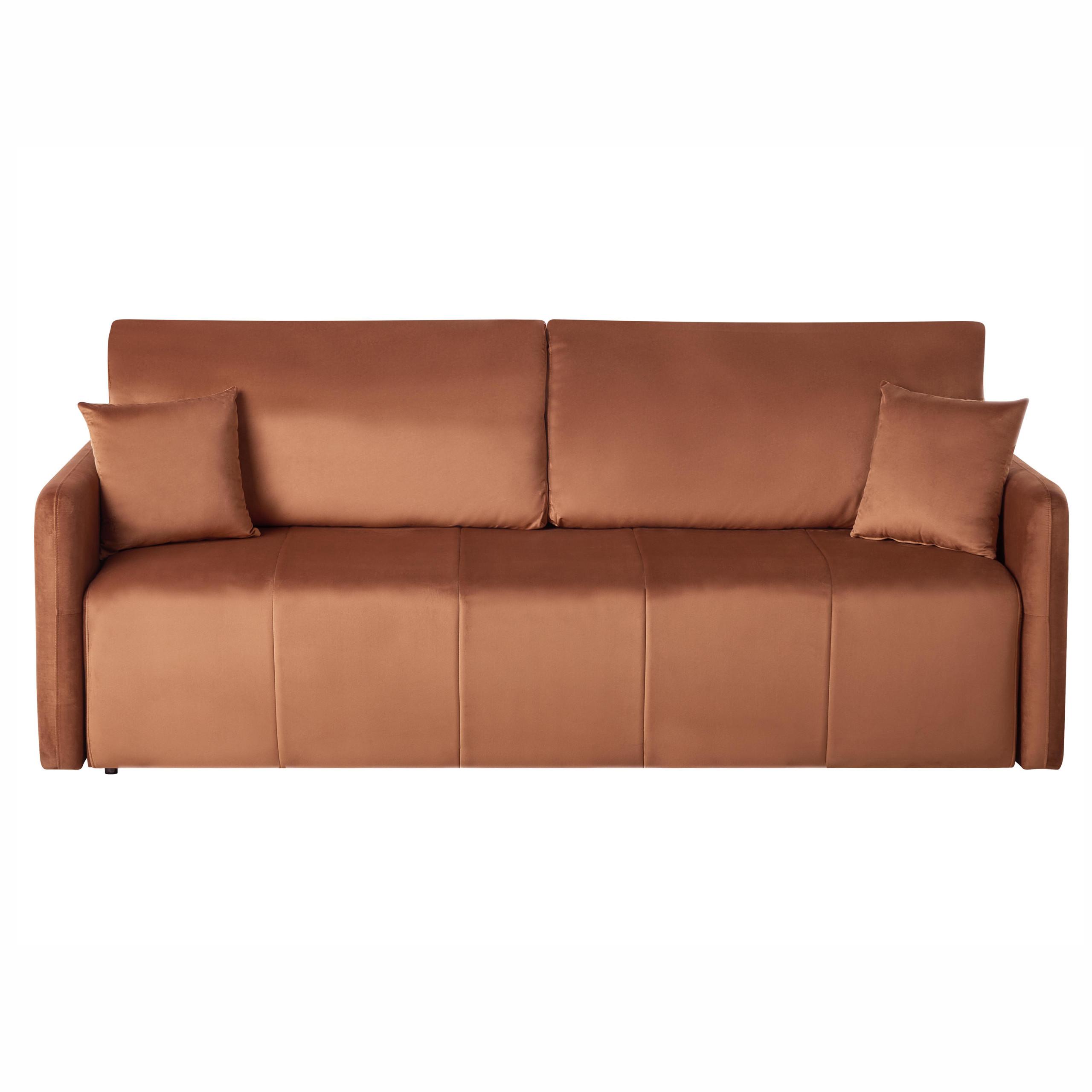 SCHLAFSOFA 3-Sitzer Samtstoff Goldbraun Egge - Goldfarben, Textil (220/88/93cm) - Beliani
