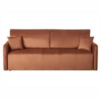 SCHLAFSOFA 3-Sitzer Samtstoff Goldbraun Egge - Goldfarben, Textil (220/88/93cm) - Beliani