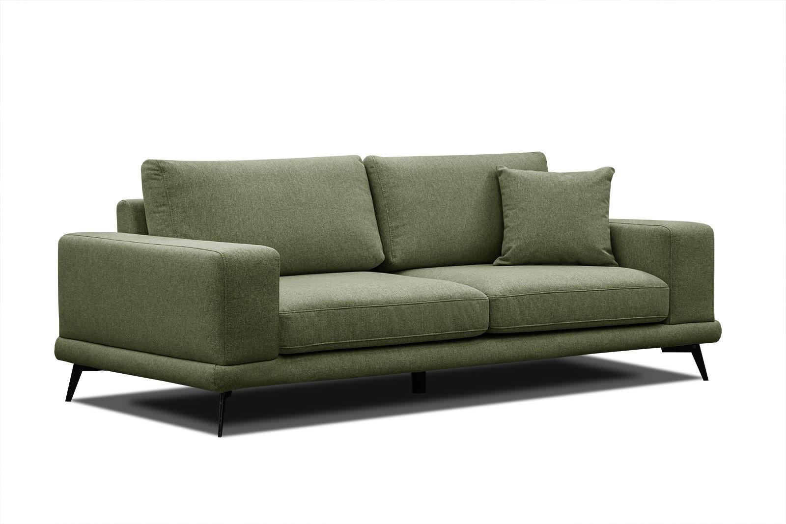 SOFA MEDIOLANE 3-Sitzer, olivgrün - Olivgrün, Holzwerkstoff/Textil (233/87/96cm) - Wozimo