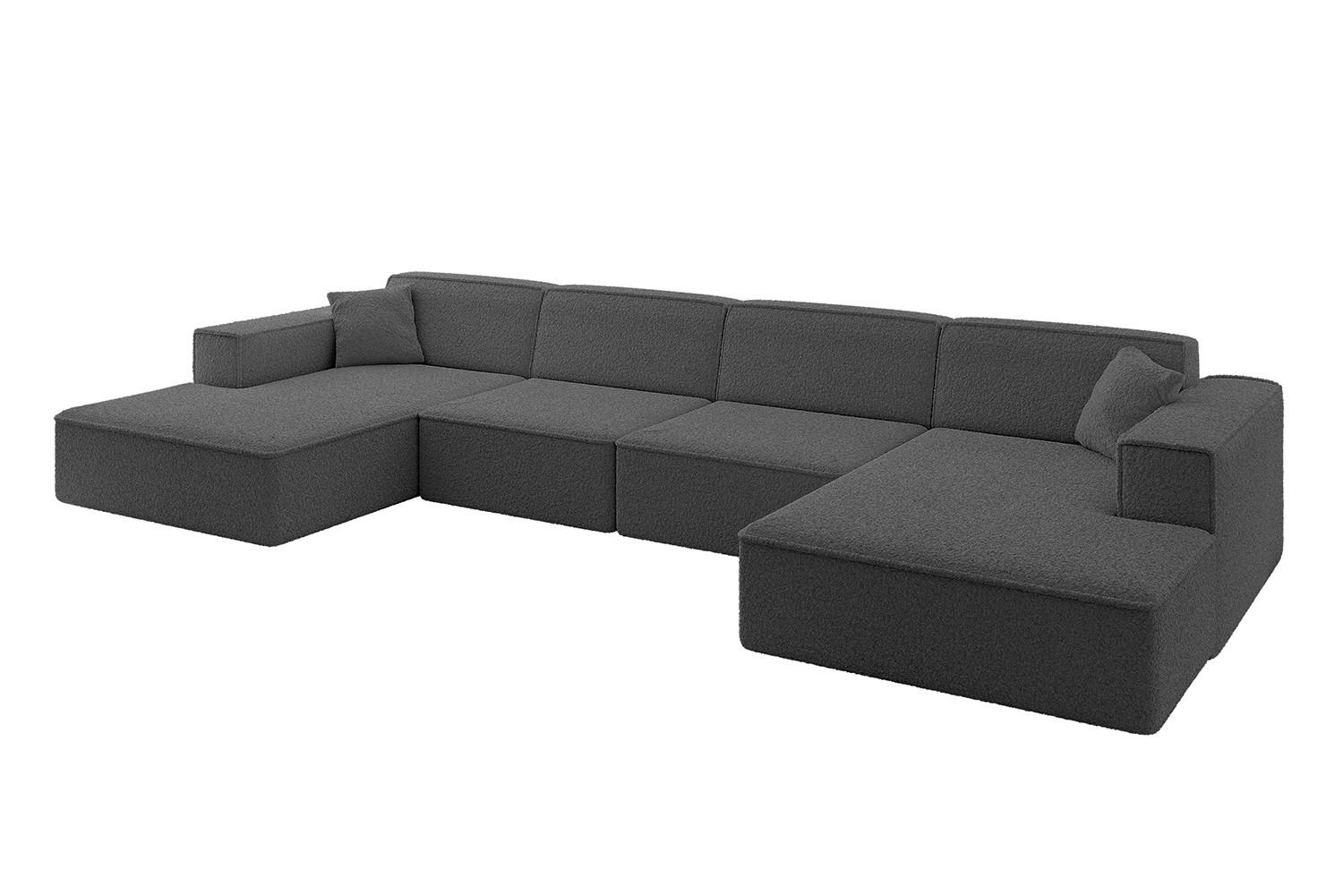 WOHNLANDSCHAFT IREA-U2-v4 - 386x165x77 cm Grau - Olivgrün, Holzwerkstoff/Textil (386/77/165cm) - ALTDECOR
