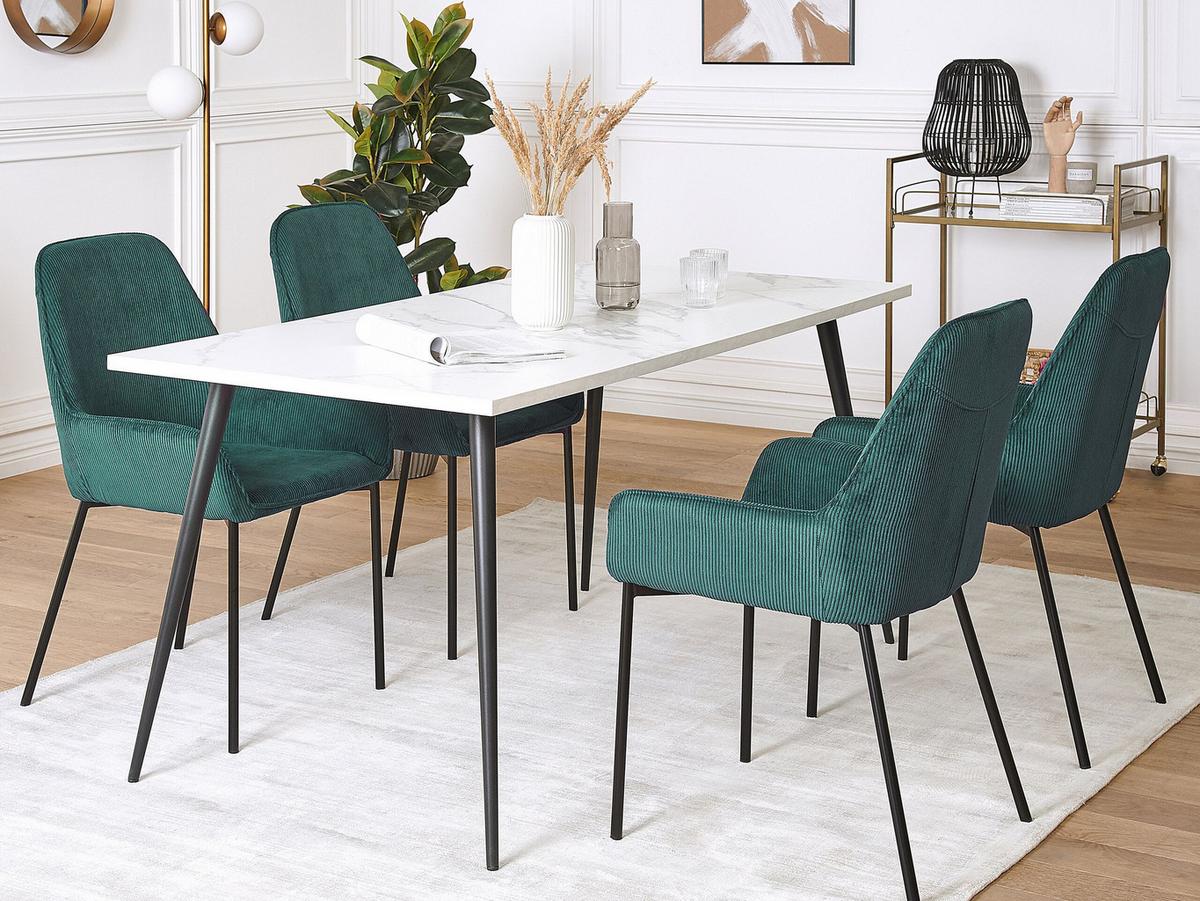 ESSZIMMERSTUHL 2er-Set Cord Grün Loverna - Grün, Textil/Metall (46/89/54cm) - Beliani