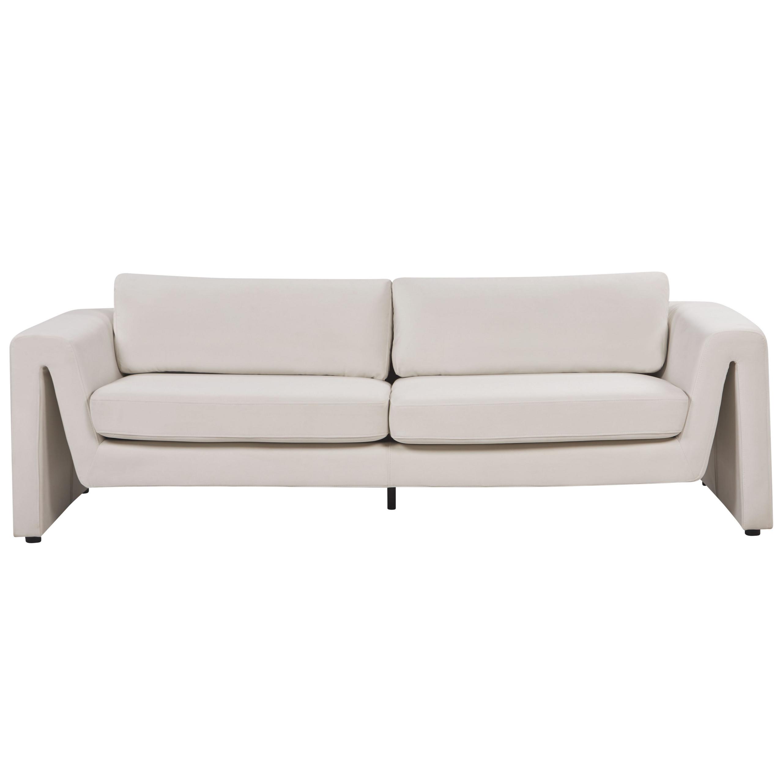 3-SITZER-SOFA Samtstoff hellbeige Maunu - Beige/Schwarz, Textil (237/76/83cm) - Beliani