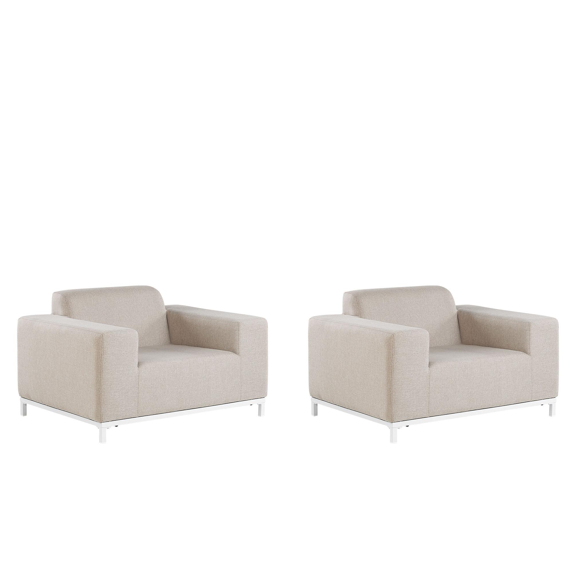 GARTENSESSEL 2er-SET beige/weisses Gestell Rovigo - Beige/Weiß, Textil (105/68/84cm) - Beliani