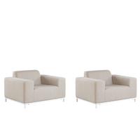 GARTENSESSEL 2er-SET beige/weisses Gestell Rovigo - Beige/Weiß, Textil (105/68/84cm) - Beliani