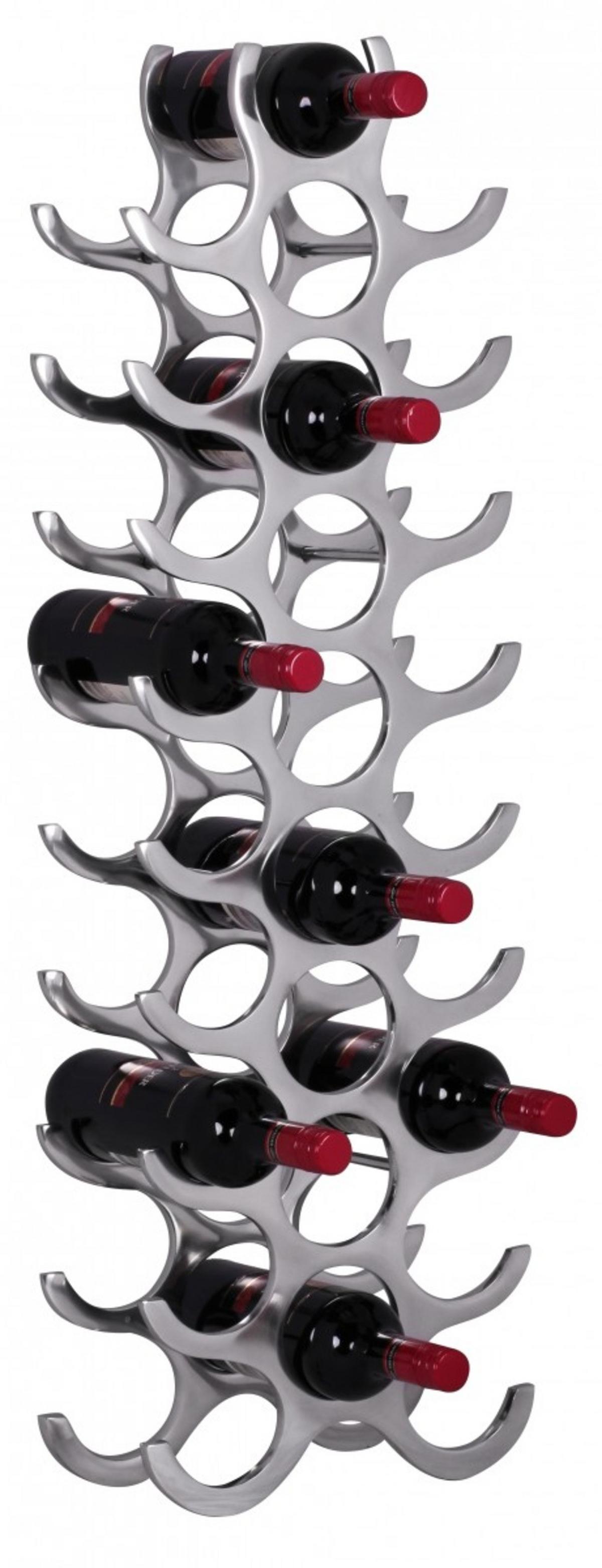 WEINREGAL Aluminium Modern Stil für 27 Flaschen stehend schmal 31x98x14cm - Silberfarben, Metall (31/98/14cm) - KADIMA DESIGN