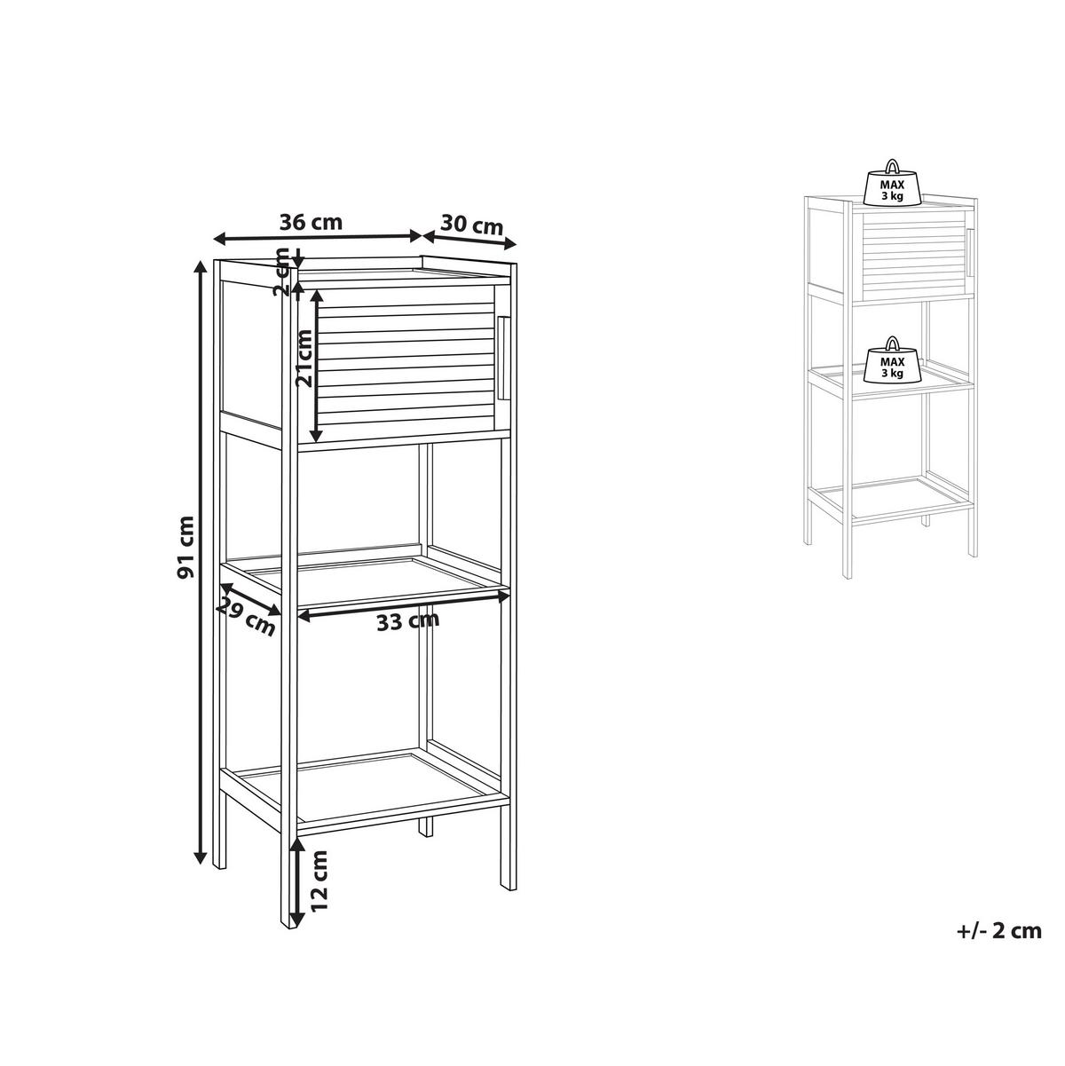 REGAL Bambus Hellbraun Beckley - Braun, Holz (36/91/30cm) - Beliani