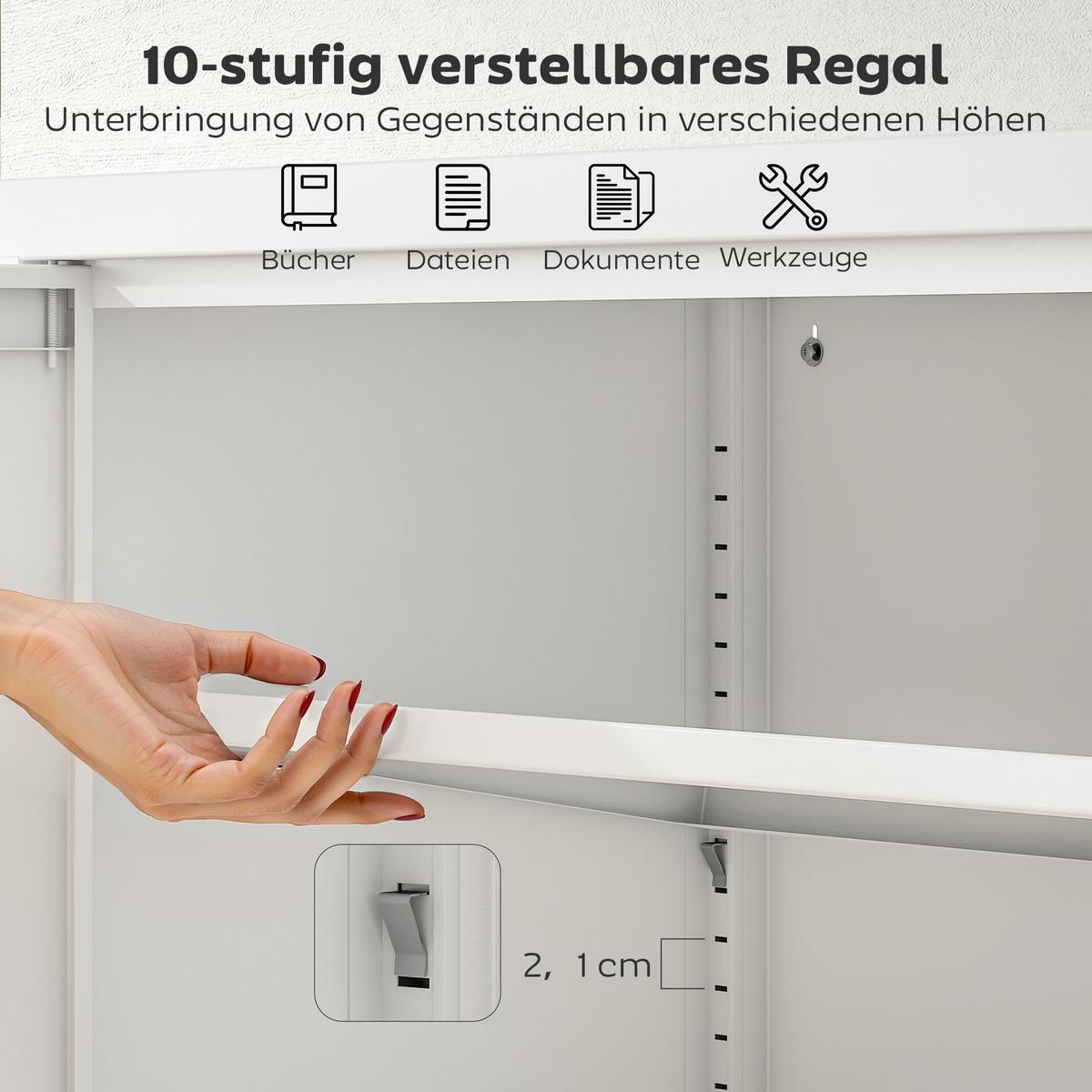 AKTENSCHRANK Stahl Weiß - Weiß, Metall (40/95/80cm) - HOMCOM