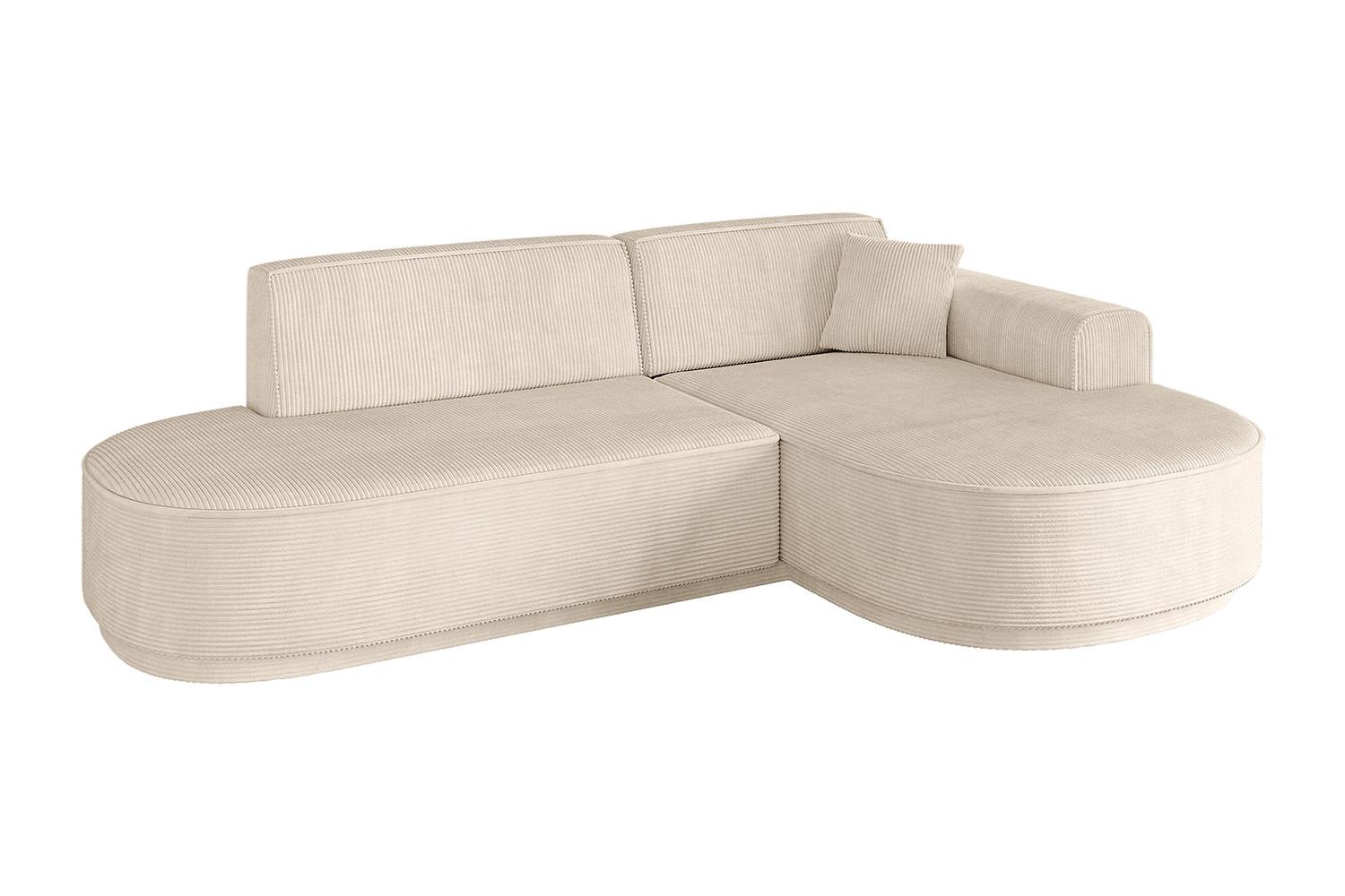 ECKSOFA Ottomane Rechts MARI-L1-v3 - 243x171x83 cm Beige Cord - Beige/Schwarz, Holzwerkstoff/Kunststoff (171/243cm) - ALTDECOR