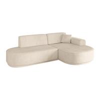 ECKSOFA Ottomane Rechts MARI-L1-v3 - 243x171x83 cm Beige Cord - Beige/Schwarz, Holzwerkstoff/Kunststoff (171/243cm) - ALTDECOR