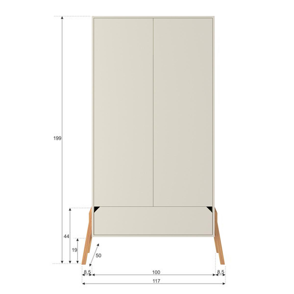 SCHRANK 2 Türen Kaschmir - Beige, Holzwerkstoff (117/199/50cm) - Petits-meubles