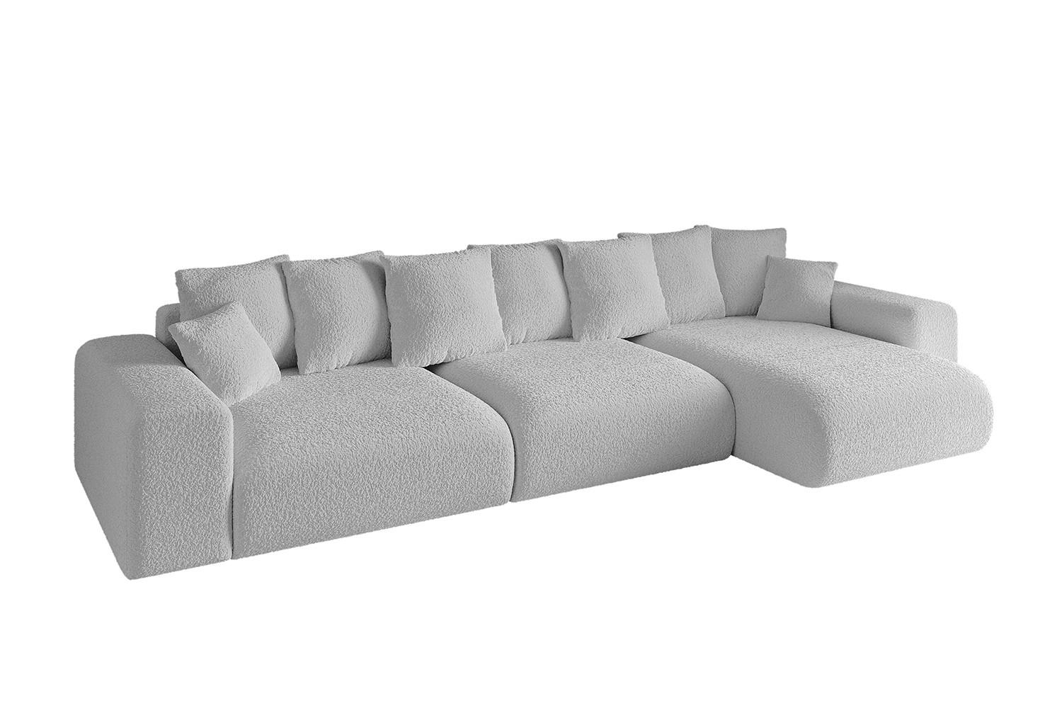 ECKSOFA Ottomane rechts ESKAR-L2 364x176x72 Hellgrau Bouclé - Hellgrau/Schwarz, Holzwerkstoff/Kunststoff (176/364cm) - ALTDECOR