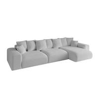 ECKSOFA Ottomane rechts ESKAR-L2 364x176x72 Hellgrau Bouclé - Hellgrau/Schwarz, Holzwerkstoff/Kunststoff (176/364cm) - ALTDECOR