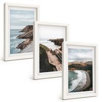 BILDER SET 3er Set - 20x30 cm Weißer Rahmen - Klippenblicke, Strandlandschaften - Weiß, Kunststoff (20/30cm) - TULUP