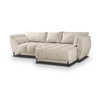ECKSOFA VESTANO R-S Creme Velours-Stoff mit Schlaffunktion - Creme, Holz (287/182cm) - MASSENO