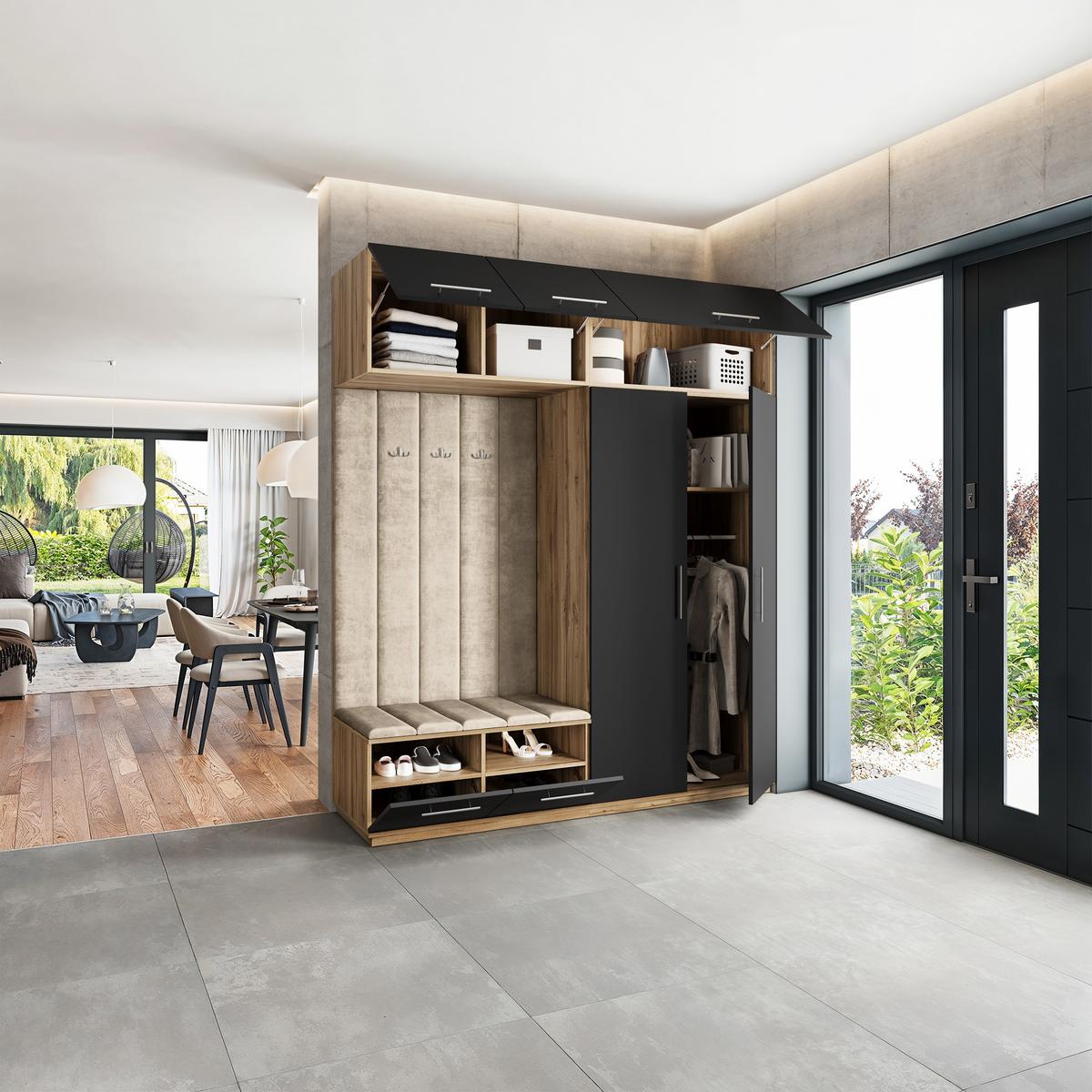 GARDEROBENSCHRANK REMA 200/240/60 cm Modern Eiche Wotan - Beige/Eiche Wotan, Holzwerkstoff (200/240/60cm) - MASSENO