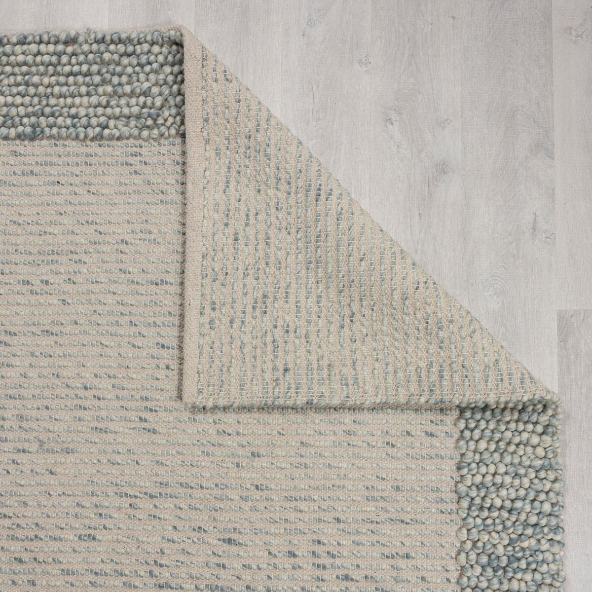 WOLLTEPPICH MOAT, mit Bordüre, Blau-Natur, 200 x 290 cm - Blau, Textil (200/290cm) - KADIMA DESIGN