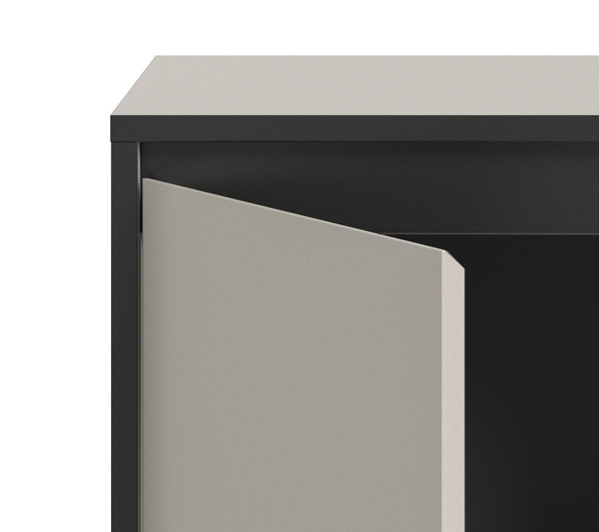 KOMMODE Sand / Kaschmit mit Schwarz, 2-türiges Sideboard mit 4 Fächern 92 x 83 cm - Sandfarben/Kaschmir, Holzwerkstoff/Metall (83/83/38cm) - Inn.Furn
