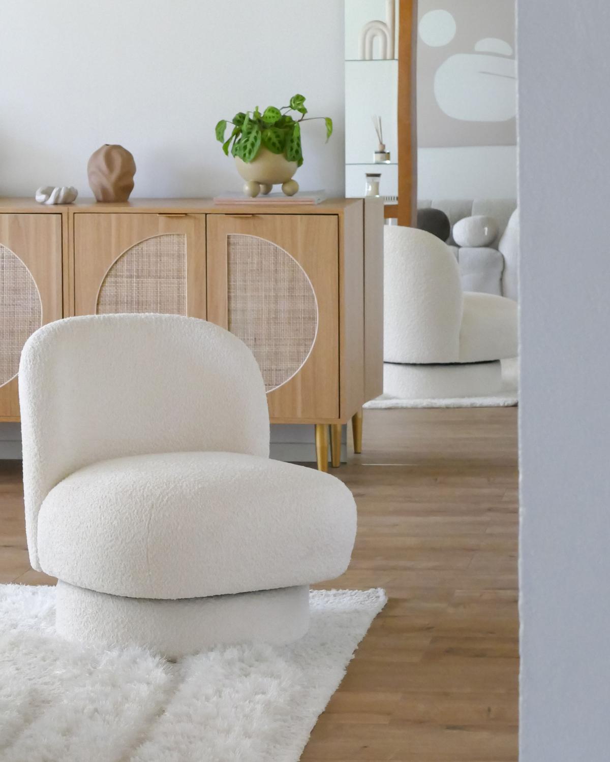SESSEL Cremeweiß Aylo - Weiß, Textil (60/65/70cm) - Beliani