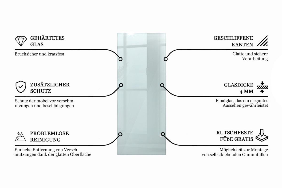 TISCHPLATTE 125x50 cm - Transparent, Glas (70/100/0.4cm) - Wallfluent