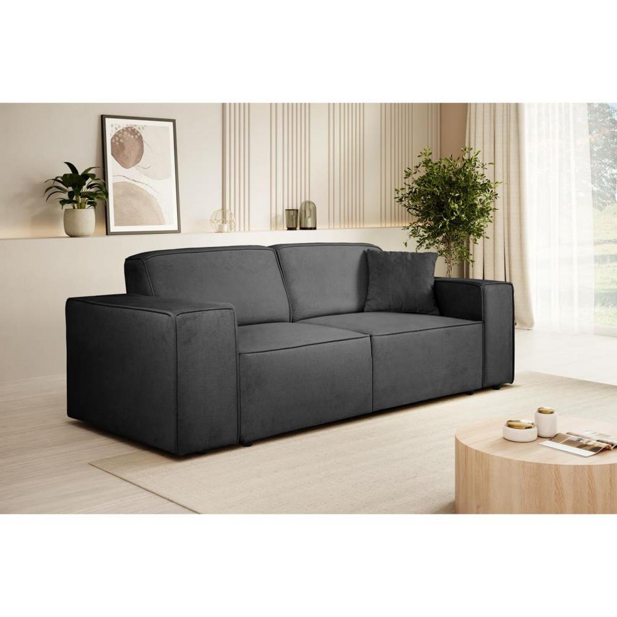 3-SITZER SOFA Pedro ohne Schlaffunktion schwarz - Schwarz, Textil (215/75/88cm) - Beautysofa