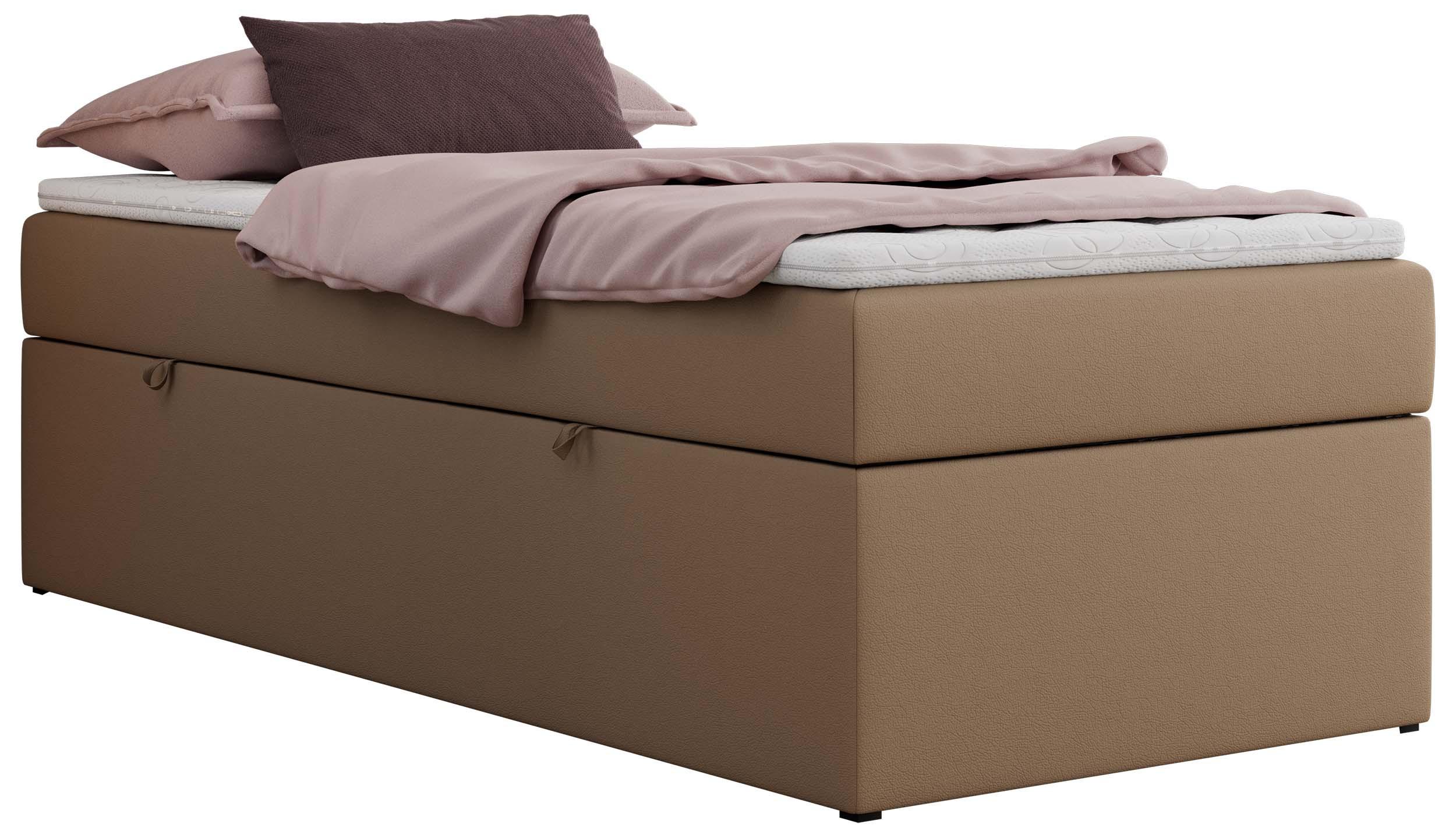 BOXBETT ZERO 90/200 - Braun Plüsch - H4 - Topper Visco - Braun, Textil (90/200cm) - MKS