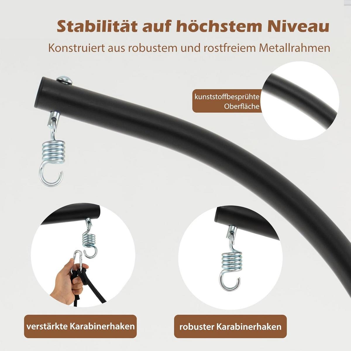HÄNGESESSEL Grau - Grau, Metall (106/251/100cm) - COSTWAY