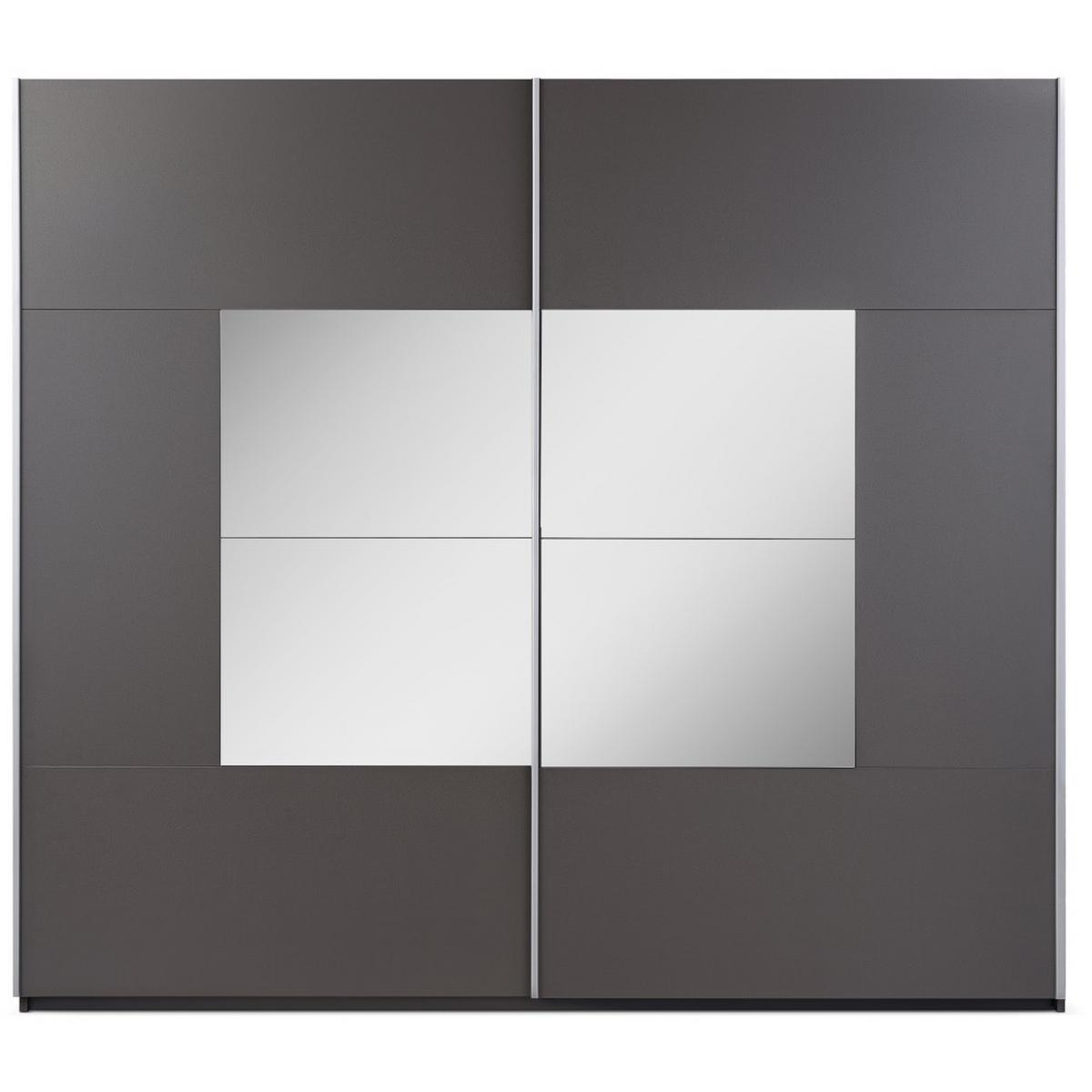 SCHWEBETÜRENSCHRANK Brooklyn mit 2 Türen und Spiegel, graphitfarben, 250 cm - Graphitfarben, Holzwerkstoff (250/215/65cm) - Beautysofa