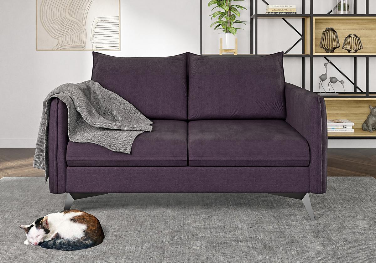 2-SITZER-SOFA Pulse Lila Luxusmicrofaser - Lila/Schwarz, Holz/Textil (138/86/91cm) - S-Style Möbel