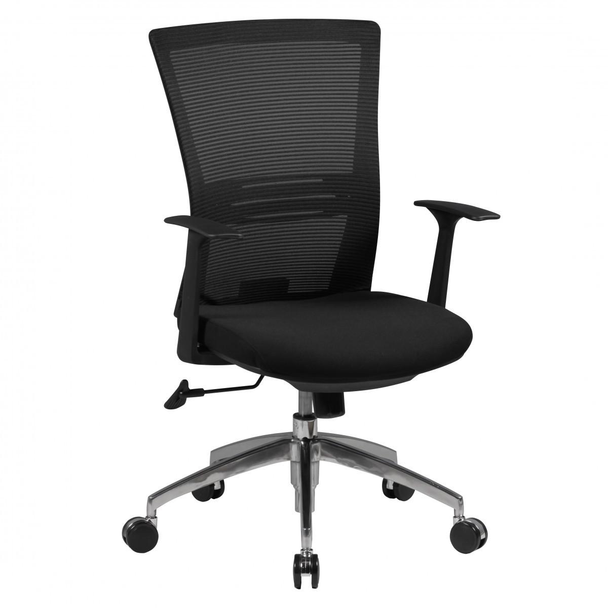 BÜROSTUHL Schwarz Netz drehbar mit verstellbarer Rückenlehne und Aluminiumfußkreuz bis 120 kg - Silberfarben/Schwarz, Textil (70/107/63cm) - KADIMA DESIGN
