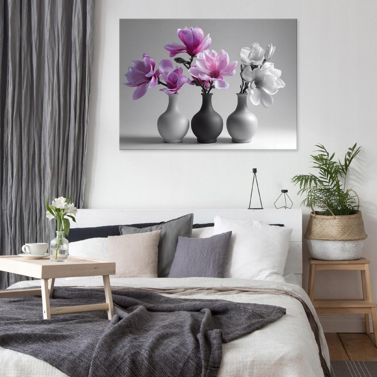 LEINWANDBILD Blumen in einer Vase Natur Rosa 100x70 cm - Multicolor, Holzwerkstoff (100/70cm) - Wallarena