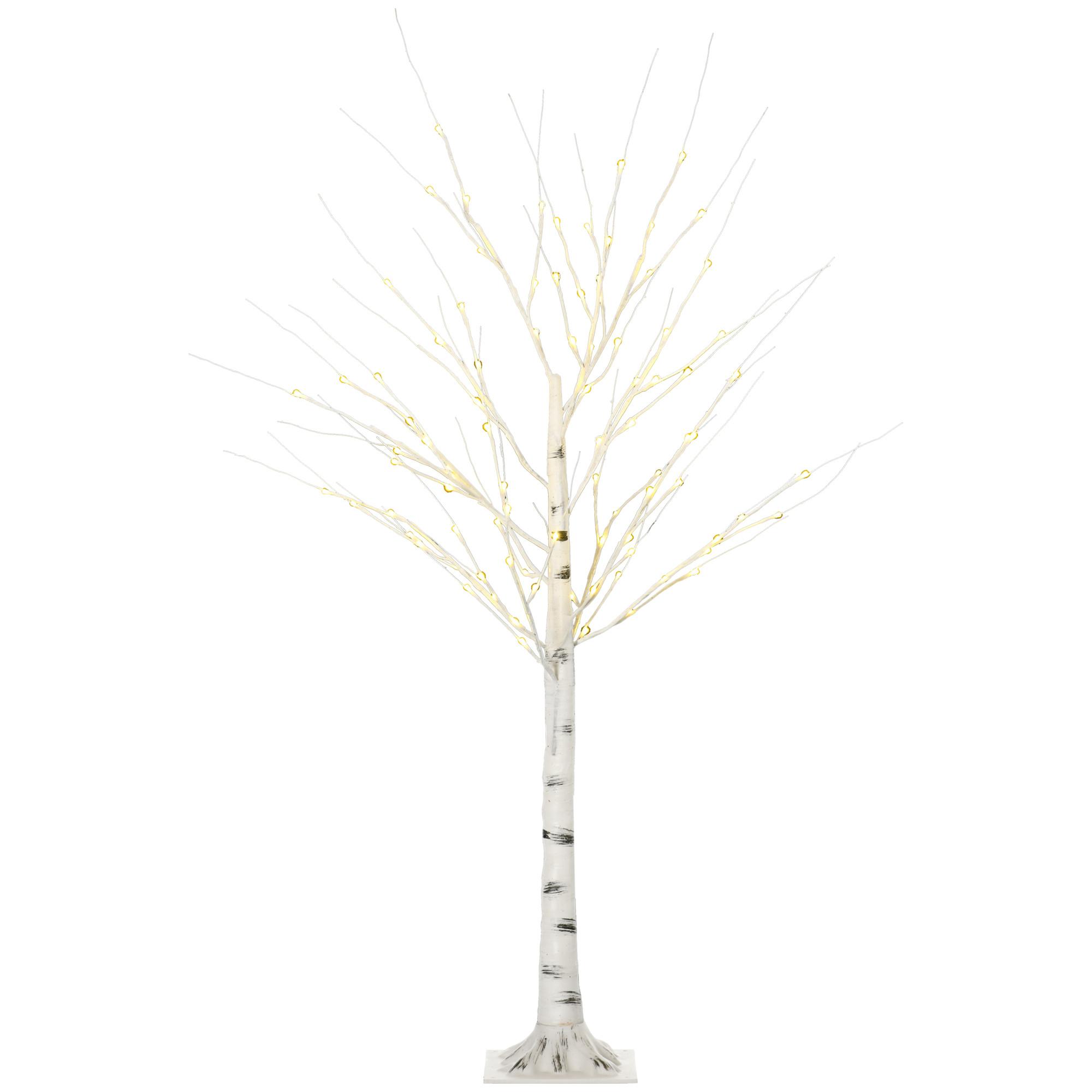 150 cm Kunstbirke Kunstbaum mit LED-Beleuchtung für Weihnachten Ostern Warmweiß - Weiß, Kunststoff (22/150/22cm) - HOMCOM